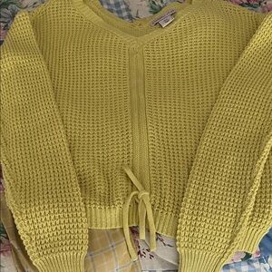 Sincerely Jules Lemon Knit Sweater with tie accent size S made